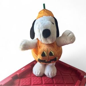 Peanuts Snoopy Plush Dog Toy in Orange Pumpkin Outfit Halloween goth